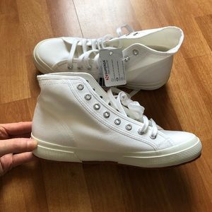 Never worn white Superga high tops